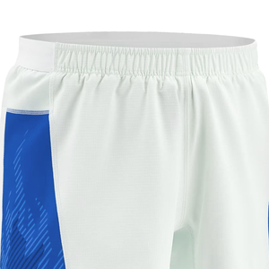 Pantalones Cortos Deportivos de Secado Rápido con Estampado Geométrico Blanco y Azul para Hombre, Cintura Elástica, Largo Medio, Impresión por Sublimación - Product Image 6