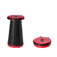 Autres articles de jardinage : tabouret pliable portable rouge et noir, hauteur réglable, siège télescopique en plastique pour le camping en plein air