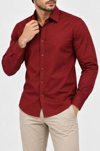 เสื้อเชิ้ตเดรสแขนยาวผู้ชายแบบเรียบ ปกคอปกพับได้ ผ้าป๊อปลิน สำหรับใส่ในฤดูใบไม้ร่วง เสื้อเชิ้ตผู้ชายแบบเป็นทางการ - Product Image 4