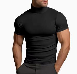 T-shirt décontracté pour homme en polyester respirant 200g à manches courtes, col rond, tricoté, coupe classique, couleur unie - Product Image 2