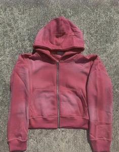 Custom Acid Washed Distressed Embroidery Zipper <b>Hoodie</b> <b>500</b> <b>GSM</b> Heavy Fleece Oversized Streetwear OEM Manufacturer - Product Image 3