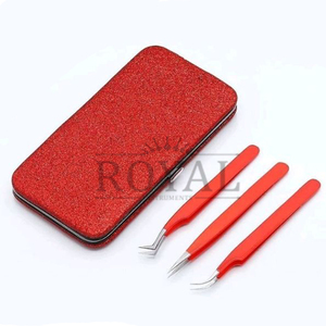6 pièces ensemble rouge acier inoxydable russe Volume cils enlèvement pince à épiler Extension de cils pince à épiler 3 tailles nouveau Design pour - Product Image 2