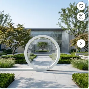 Escultura Circular Moderna de Anillo Blanco para Jardín, Instalación Artística para Parques, Césped, Paisajes y Decoración Arquitectónica - Product Image 6