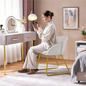 Modern Velvet Accent <b>Armchair</b> with Gold Metal Legs, Upholstered <b>Dining</b> Chair for Living Room, Bedroom, Vanity & Home Office - Product Image 6