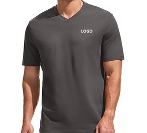 เสื้อยืดคอวีผู้ชาย ปักโลโก้ได้ แห้งเร็ว ระบายอากาศดี แขนสั้น ผ้าถัก 100% คอตตอน เป็นมิตรกับสิ่งแวดล้อม ดีไซน์เรียบง่าย - Product Image 5