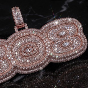 Rose Gold Plated Iced Out Letter <b>Charm</b> Pendant Cubic Zircon Jewelry 925 Sterling <b>Silver</b> Custom Name Pendant - Product Image 2