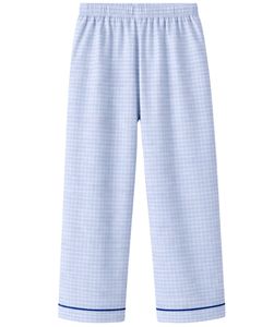 Ensemble de pyjama pour femme en coton bleu clair à carreaux, manches longues, boutonné, vêtements de nuit doux et respirants, ensemble de détente deux pièces - Product Image 2