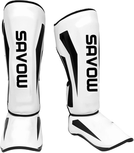 Espinilleras personalizadas de cuero para Muay Thai, artes marciales, boxeo y kickboxing, con protección para el empeine, para entrenamiento. - Product Image 2