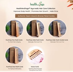 HealthAndYoga PureTress Neem Wood Dual Teeth Hair <b>Comb</b> for Women/men Durable Handmade <b>Comb</b> - Product Image 5