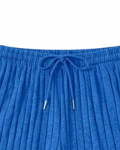 Ensemble décontracté deux pièces pour femme : débardeur court côtelé et short à cordon de serrage, bleu roi – Vente en gros personnalisée OEM - Product Image 4