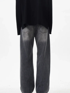 Jean en denim gris pour homme de qualité supérieure, coupe droite, ample, taille mi-haute, en coton, décontracté, pour l'automne, prix de gros 2026 - Product Image 6