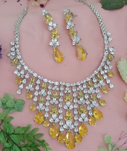 Juego de Collar Largo Clásico de Lujo con Circonitas Cúbicas y Baño de Plata sobre Latón, con Aretes, Joyería de Diseño para Mujer, Regalo - Product Image 3