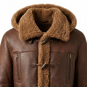 Genuine <b>Men's</b> Leather <b>Shearling</b> <b>Jacket</b> Premium Fur Winter Aviator Coat Durable Stylish Warm Biker Fashion Wear Fit - Product Image 4