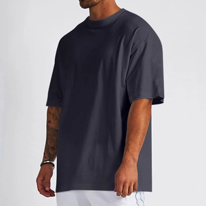 Customize High-quality Oversized Hip Hop Knitted 100% <b>Ring</b> Spun Cotton Men's T-shirt DTG Printed Logo Breathable Quick Dry Men - Product Image 3
