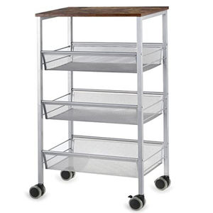 Chariot de rangement roulant à 4 niveaux en acier inoxydable blanc de qualité supérieure, écologique, gain de place, organisateur utilitaire pour cuisine - Product Image 2