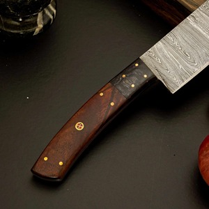 Couteau de chef de cuisine artisanal sur mesure de 13 pouces avec lame en acier Damas et manche en bois, ambidextre, compatible lave-vaisselle - Product Image 2