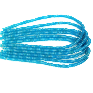 Cuentas de Calcedonia Azul Neón Planas en Forma de Rondelle de 5-6 mm, Cuentas Espaciadoras de Piedras Preciosas Azul Neón Brillante, Cuentas Lisas en Forma de Rondelle para Hacer Joyería - Product Image 2