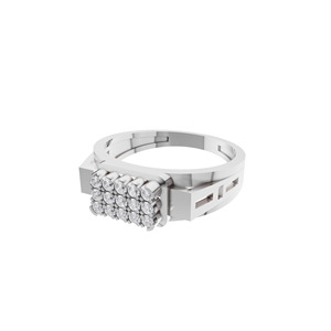 Aarinya Bague Chevalière pour Homme en Or 14K avec Diamant de Laboratoire Souverain, Grappe de 15 Pierres en Matrice Encastrée Pavée de Diamants, Cadeau de Fiançailles - Product Image 5
