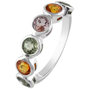 แหวนแซฟไฟร์หลายเม็ดในตัวเรือนเงินแท้ 92.5 รุ่น KLSR-11081 - Product Image 1