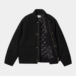 Mens Heavyweight <b>Canvas</b> <b>Jacket</b> With Patch Embroidery Heavy <b>Canvas</b> Workwear <b>Jacket</b> With Front Zipper - Product Image 2