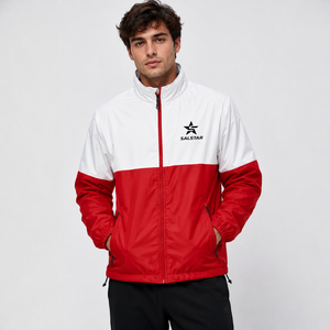 Custom <b>Men</b>’s Sports Track <b>Jacket</b> Full Zip Windbreaker Two Tone Red <b>White</b> Trending <b>Jacket</b> Polyester Athletic Teamwear <b>Jacket</b> - Product Image 3