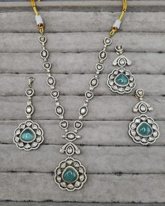 Juego de Joyería Nupcial de Lujo con Diamantes Americanos, Collar Largo con Colgante de Piedra Rosa Bebé, Pendientes Maang Tikka, Joyería de Boda al por Mayor - Product Image 1