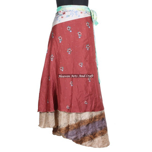 Beautiful Collection of Vintage Silk Sari <b>Wrap</b> <b>Skirts</b> From India Boho Stylish Multi Color Summer Wear Comfortable Fashion Boho - Product Image 3