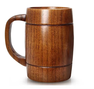 Chope à bière artisanale en bois, vintage, rustique, écologique, durable, réutilisable, en forme de baril, capacité 400/300 ml pour - Product Image 3