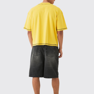 เสื้อยืดครอปวินเทจคุณภาพดีสั่งทำได้ ไซส์พลัสสำหรับผู้ชาย ทรงโอเวอร์ไซส์ ผ้าฝ้าย 100% ทรงบ็อกซี่ ระบายอากาศได้ดี สีพื้น - Product Image 2