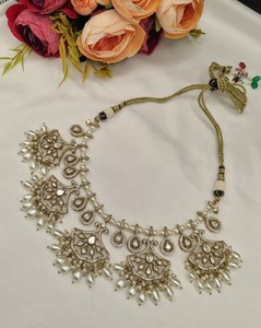 Handcrafted Kundan White Pearldrop <b>Jewellery</b> <b>Set</b> with Earrings Ethnic Bridal <b>Wedding</b> & Party Wear Statement <b>Jewellery</b> Collection - Product Image 2