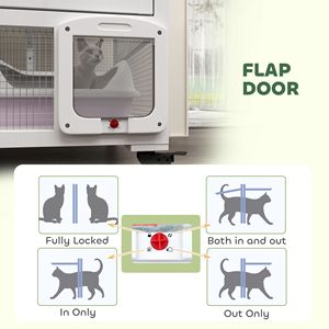 Cuccia Moderna Bianca per Gatti da 39 Pollici, Grande Recinto Interno con Tetto Apribile e Ruote per Allevamento, Ideale per Hotel - Product Image 6