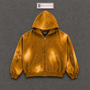 Sweat à capuche oversize doré avec strass, streetwear premium, avec clous en cristal étincelants, poche kangourou, coupe décontractée - Product Image 5