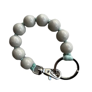 Latest <b>White</b> Beaded Loop Keychain Bracelet Style Key Holder Clip Bag Charm Stylish Car Keyring Fashion Accessory Gift - Product Image 1