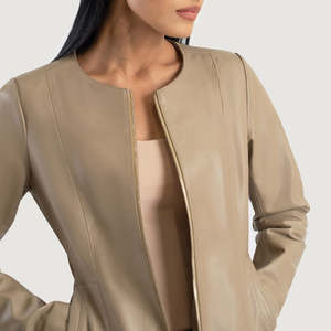 Furat Leathers <b>Silver</b> Leather Eco-Friendly Quick Dry 3D Embroidery Bomber <b>Jacket</b> Quilted Breathable Winter Women's Biker Stand - Product Image 5
