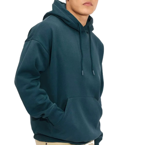 Sweat à capuche délavé à l'acide avec col montant, sans fermeture frontale, épaules tombantes, poches latérales, 100% coton, service OEM - Product Image 2