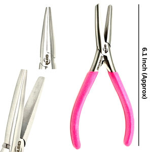 Pinzas de 6 pulgadas de acero inoxidable con boca plana para extensiones de cabello, color plateado con mango rosa, herramienta de ajuste y extracción, duraderas y reutilizables - Product Image 1