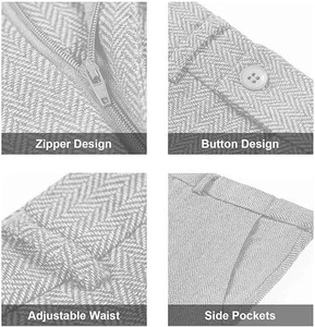 Traje de 3 Piezas para Hombre, Color Gris Claro, Estilo Británico, Ropa Formal de Negocios, Cuello de Solapa, Antiarrugas, Poliéster - Product Image 5