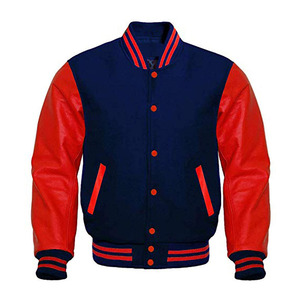 Men's Black <b>Red</b> <b>Wool</b> Varsity Jacket Casual College Style Horn Button Stand Collar Front Customizable Colors & Logo - Product Image 3