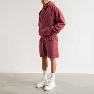 ชุดวอร์มมีฮู้ดปักลายโลโก้ตามสั่ง ไซส์ใหญ่พิเศษ ผ้าสเตรช ชุดเซ็ต 2 ชิ้น เสื้อยืดแขนสั้นผ้าฝ้ายสำหรับผู้ชาย - Product Image 3