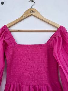 Women's <b>Summer</b> Casual Cotton Pullover <b>Strapless</b> Maxi Ruffled Belt Hook Eye Closure Button Decoration Eco-Friendly Made India - Product Image 3