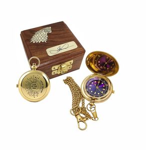 Gold-Plated Zinc Pocket Watch Chain Wooden Box Antique Theme Etched Design Collectible <b>Clock</b> <b>Digital</b> Printing Polished - Product Image 1