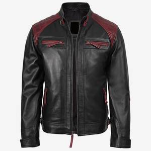 Veste noire et rouge personnalisée avec logo, très tendance, pour hommes, vestes en cuir classiques, vestes pour hommes, veste d'hiver de haute qualité, style Highstreet - Product Image 3