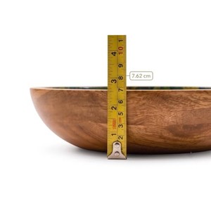Premium Teak Wood Fruit Bowl Hand-Inlaid Brass Wholesale Moradabad - Product Image 3