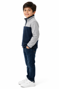 Sweat-shirt à col zippé en polaire pour enfants Livster, pull thermique doux pour garçons, col haut, manches longues, haut en polaire d'hiver, couleur - Product Image 2