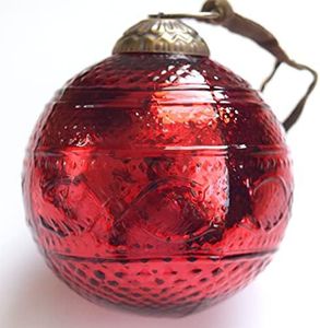 ลูกบอลแก้วสีแดงวินเทจสำหรับตกแต่งคริสต์มาส งานฝีมือทรงกลม - Product Image 1