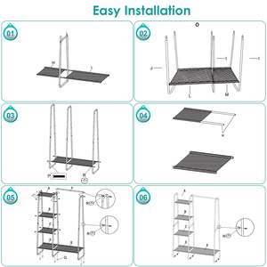 Perchero Metálico Independiente con Estantes para Organizar Ropa y Zapatos, Ideal para Exhibición y Almacenamiento en Armarios - Product Image 6
