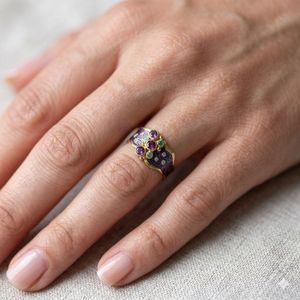 Wedding Wear 925 Sterling <b>Silver</b> Gold Plated Jewelry White Topaz Ruby <b>Emerald</b> Gemstone Women Wear Classic <b>Ring</b> - Product Image 1
