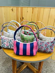 Floral cotton <b>quilted</b> shoulder bag hand bag reusable eco friendly soft padded women tote bag custom print custom logo wholesale - Product Image 3
