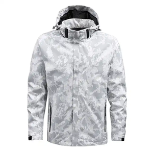 High Quality <b>Men's</b> Hooded Windbreaker <b>Jacket</b> Custom Logo Autumn Windproof Zipper Vintage <b>Camo</b> Pattern Outdoor <b>Jacket</b> - Product Image 5
