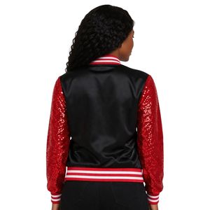 Delta Sigma Theta Black Satin Sequin Jacket for Women Comfortable Fit Premium Fabric Greek Sorority Apparel Casual Wear - Product Image 2